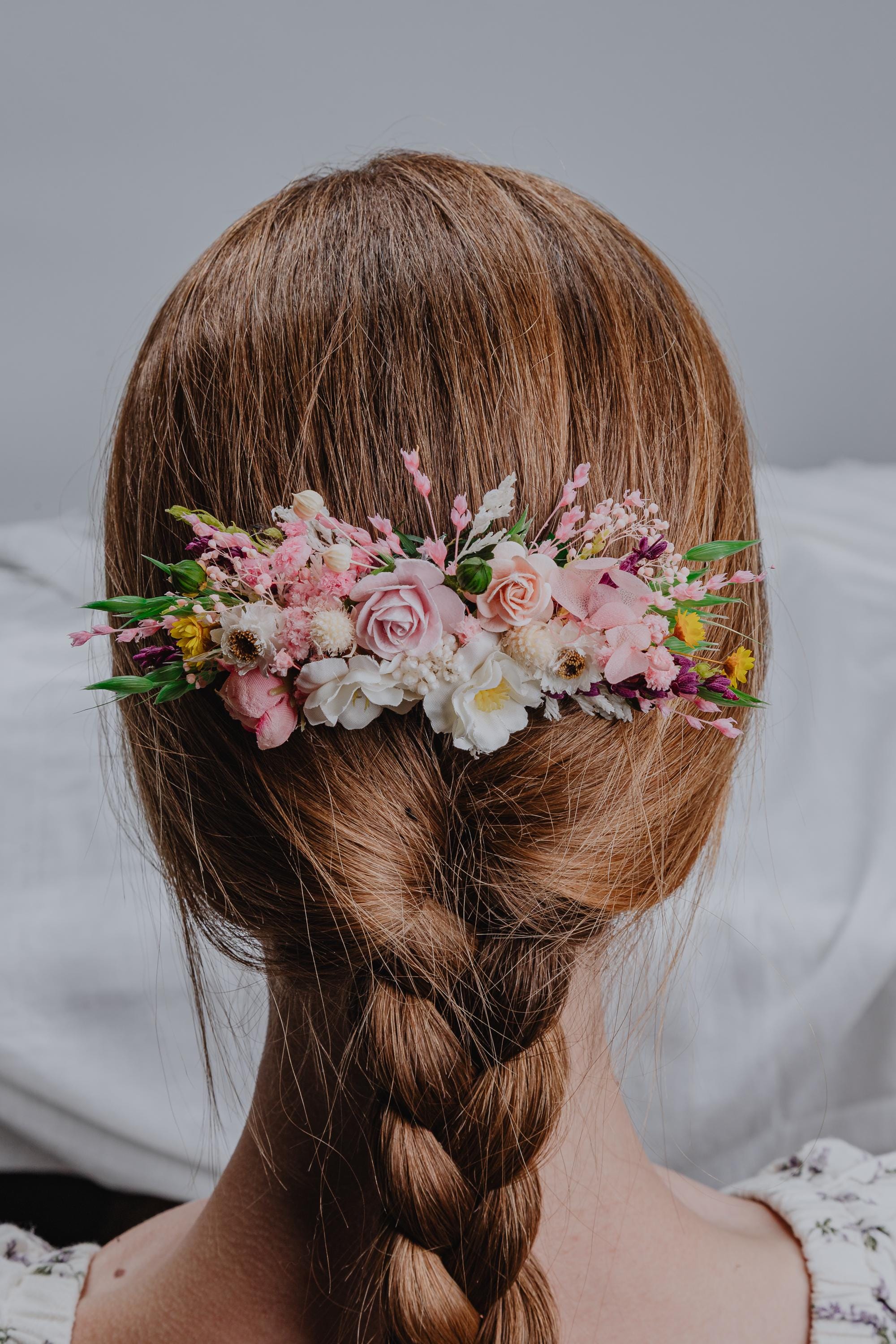 Blush Pink White Wedding Hair Comb Wildflowers Hair Accessory Bridal…