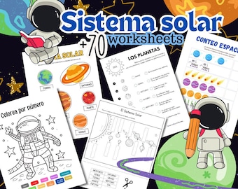 Solar system worksheets science learn, Learn numbers and letters spanish, Calligraphy, flashcards memory space astronauts coloring fun facts