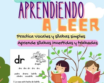 200 planilha Aprendiendo leer, Lectura inicial niño, Aprenda ler espanhol Criança bilíngue criança criança de 4 a 8 anos, alfabeto vogais sílabas