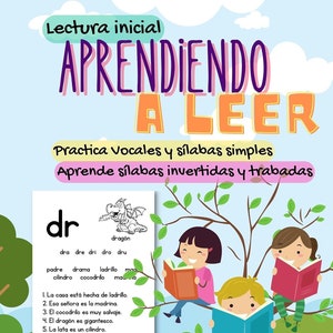 200 hojas de trabajo Aprendiendo leer, Lectura inicial niño, Aprender leer español Niño bilingüe niño de 4 a 8 años, alfabeto vocales sílabas