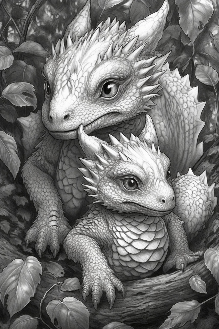 Realistic Baby Dragon Coloring Page for Adults Dragons Babies - Etsy ...