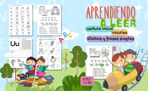 Aprendiendo leer, Lectura inicial niño, Vocal sílaba simple, Learn read spanish Bilingual toddler kid child 3 to 6 year, alphabet abecedario