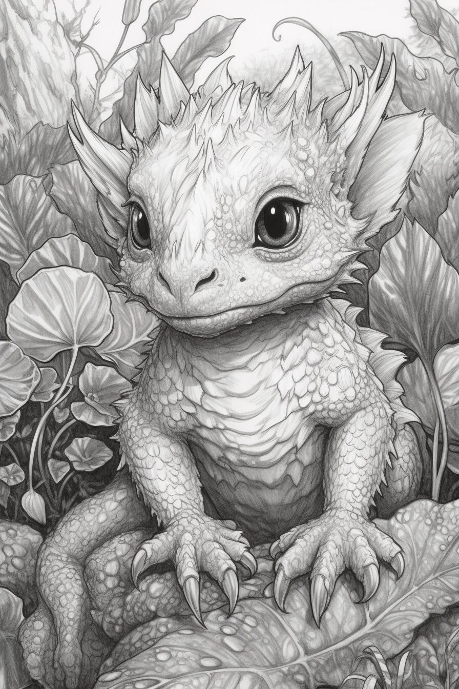 Realistic Baby Dragon Coloring Page for Adults Dragons Babies - Etsy ...