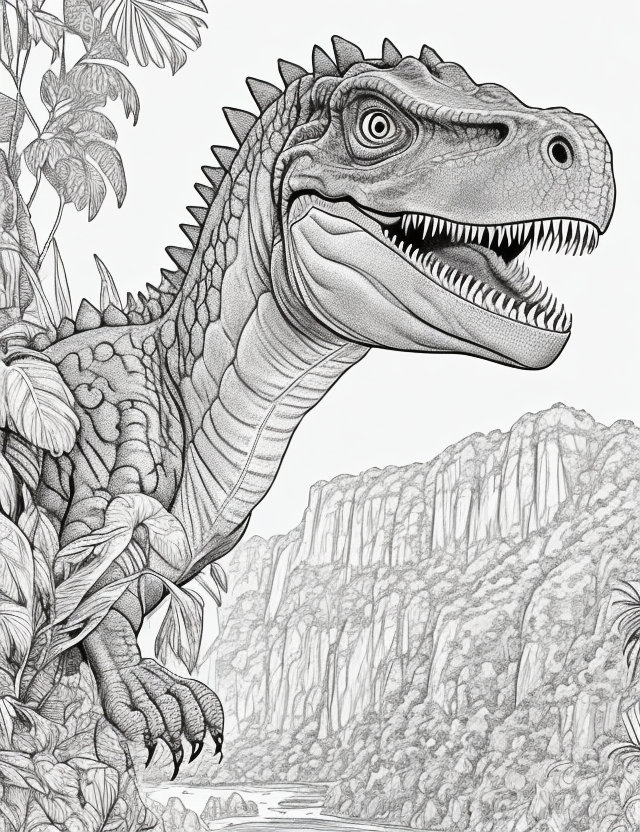 Drawings To Paint & Colour Dinosaur - Print Design 050