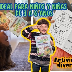 Pode incluir: Duas crian&ccedil;as est&atilde;o segurando livros coloridos com o texto em espanhol "Aprendiendo a Leer" (Aprendendo a ler) nas capas. Os livros s&atilde;o para crian&ccedil;as de 3 a 6 anos. O texto "IDEAL PARA NI&Ntilde;OS Y NI&Ntilde;AS DE 3 A 6 A&Ntilde;OS" (Ideal para meninos e meninas de 3 a 6 anos) &eacute; vis&iacute;vel na parte superior da imagem. A imagem tamb&eacute;m inclui uma folha de trabalho em preto e branco com texto e ilustra&ccedil;&otilde;es em espanhol.