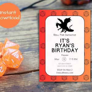 Dungeons and Dragons verjaardagsuitnodiging, DnD-verjaardagsuitnodiging voor verjaardagsfeestje, Dungeons and Dragons verjaardagsfeestje, DnD-feestuitnodiging