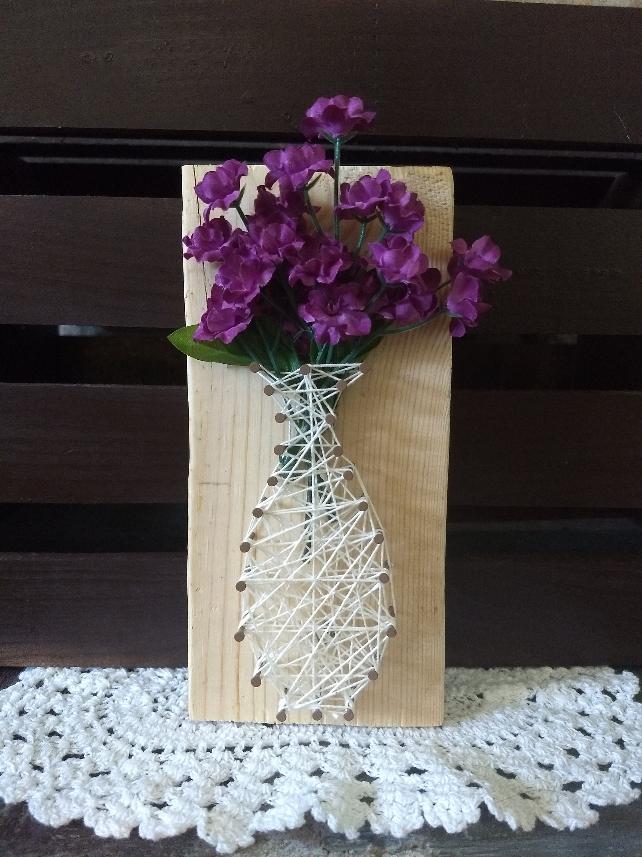 Purple Flowers in Vase String Art Etsy