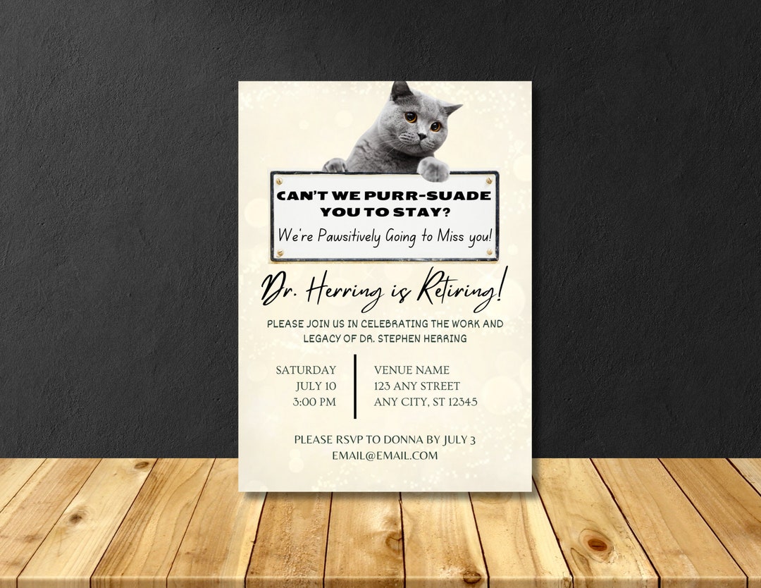 Veterinarian Retirement Party Invitation, Vet Tech Farewell Party