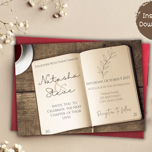 Book Themed Wedding Invitation, Book Lover&#39;s Wedding Invitation Template, Literary Wedding Invitation, Vintage Book Wedding Invitation