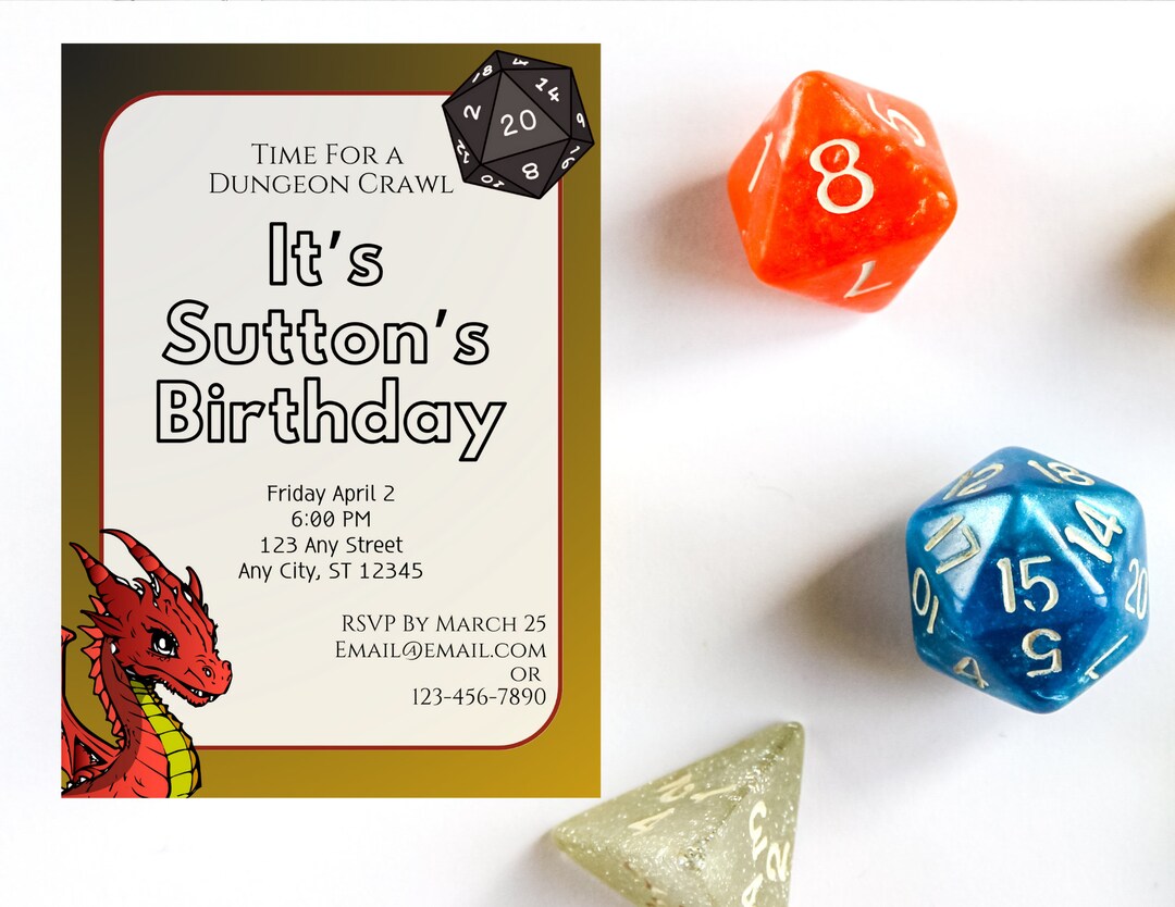 Dungeons and Dragons Birthday Invitation Dnd Birthday Party Etsy