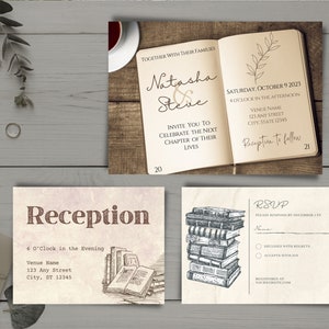 Book Themed Wedding Invitation Set, Book Lover's Suite, Vintage Book ...