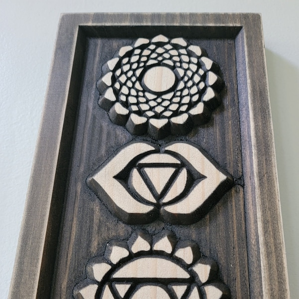 Chakras Wood Carving, Chakra Sign, Chakra Symbols, Meditation, Yoga Decor, Reiki Wall Art, Wood art