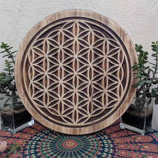 Flower of Life, Wood Flower of Life, Sacred Geometry Symbol, Spiritual Wall Art, Mandala