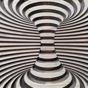Optische Täuschung, Holzschnitzerei, Illusionskunst, bewegliche Illusion, Holzkunst, Bürokunst, Mandala, Yoga Dekor, einzigartiges Geschenk