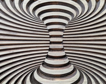 Optical Illusion Wood Carving, Moving Artwork, Office Decor, Yoga Mandala
