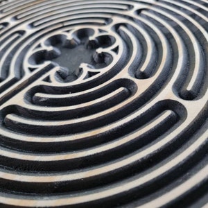Chartres Finger Labyrinth Wood Carving, Meditation Wood Art, Rustic ...