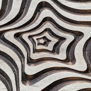 10x12 Optical Illusion Wood Carving, 3D Art, illusion Artwork, Moving illusion, Star Mandala, Unique Gift, Wood art