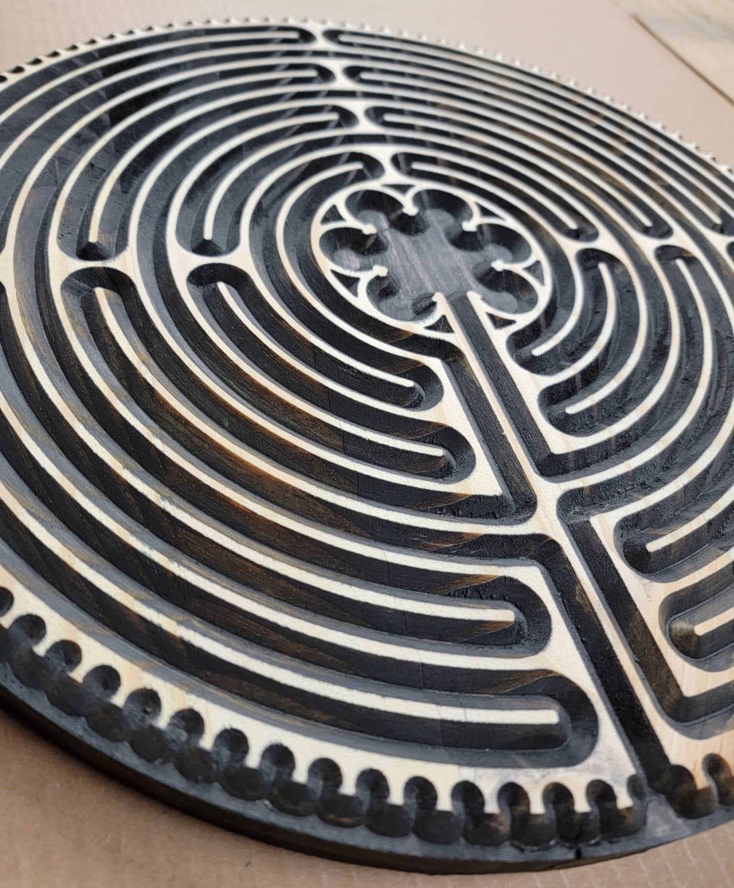 Dark Brown Wood Finger Labyrinth, Chartres Style Meditation Art - Etsy