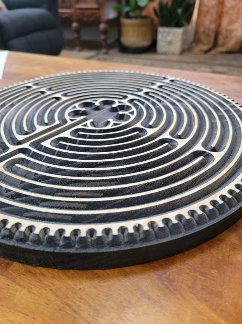 Dark Brown Wood Finger Labyrinth, Chartres Style Meditation Art - Etsy