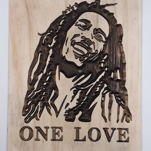 Sculpture de Bob Marley, signe One Love, oeuvre d&#39;art sur bois, rasta, Roots Rock, signe reggae