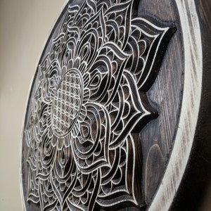 Mandala, Lotus, Blume des Lebens, Holz geschnitzt, Heilige Geometrische Wandkunst, Meditation, Yoga, Dekor,