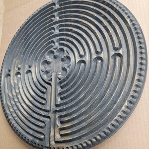 Dark Brown Wood Finger Labyrinth, Chartres Meditation Art, Carved Path ...