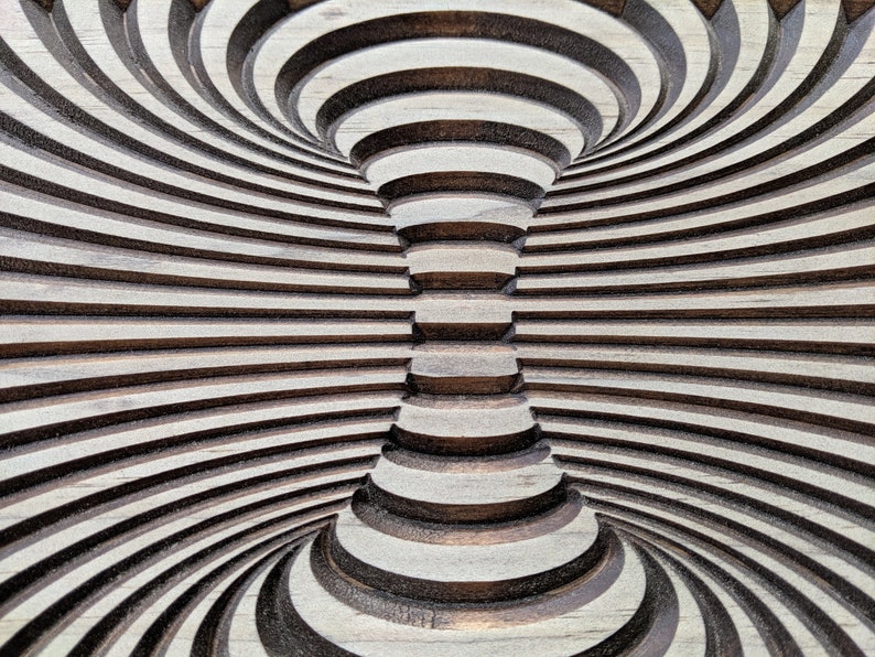 10x12 Optical Illusion Wood Carving, Illusion Artwork, Moving illusion, Wood Art, Office Art, Space Mandala, Yoga Decor, Unique Gift image 9