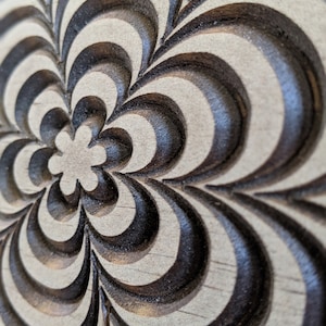Optical Illusion Wood Carving, 3D Art, illusion Artwork, Moving illusion, Flower Mandala, Unique Gift, Wood art