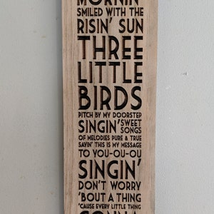 Bob Marley Carving, Three Little Birds Sign, Rise Up this Morning Smiled with the Rising Sun, Wood Art, Rasta, Roots Rock, Reggae Sign