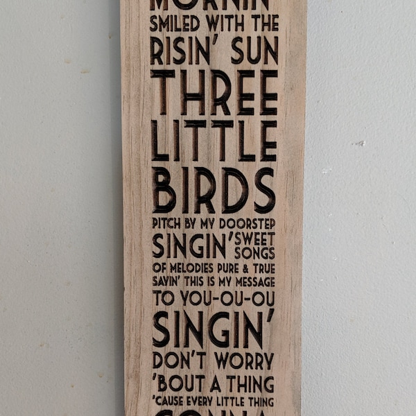Bob Marley-snijwerk, bord Three Little Birds, Rise Up This Morning Smiled with the Rising Sun, houtkunst, rasta, Roots Rock, bord reggae