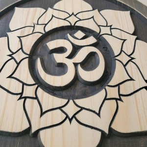 Om, Wood Carved Om, Om Carving, Wood Om, Meditation Decor, Healing Art