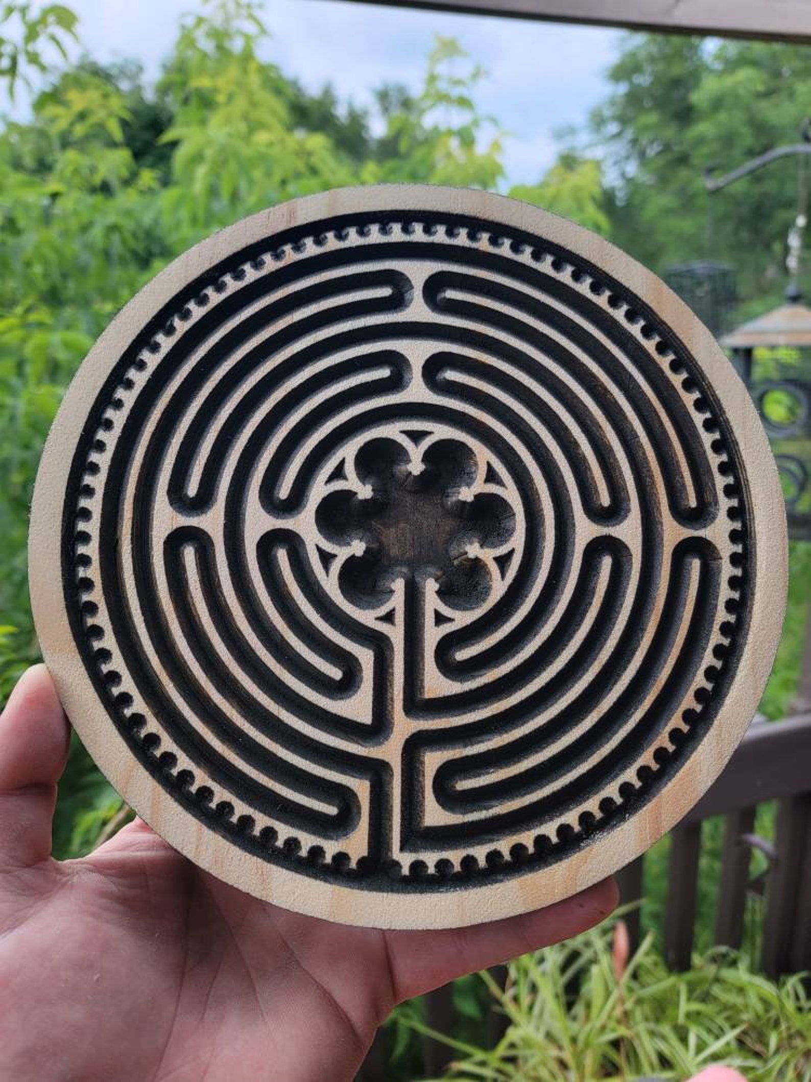 Small Finger Labyrinth Wood Carving, Chartres Meditation Wood Art - Etsy