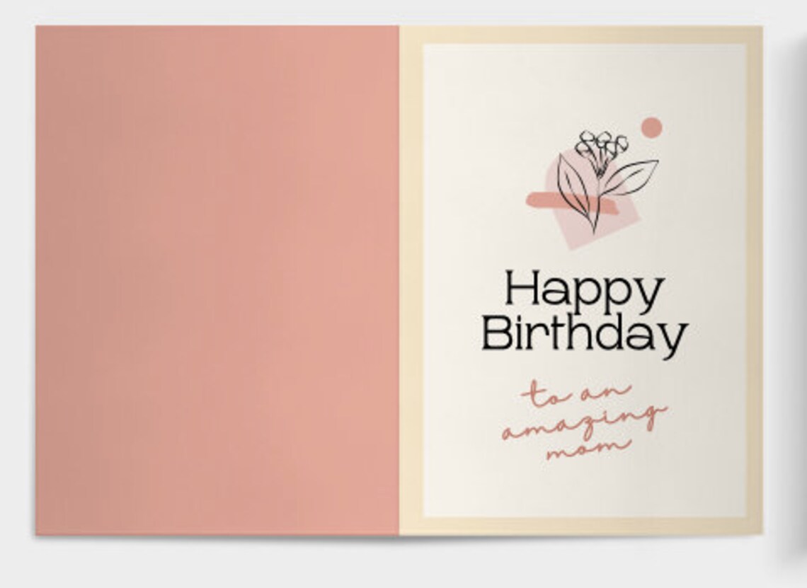 happy birthday mom card printable digital download foldable etsy