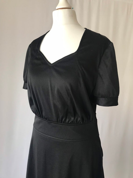 Slinky Vintage 1970s Biba Style Black Midi Dress … - image 2