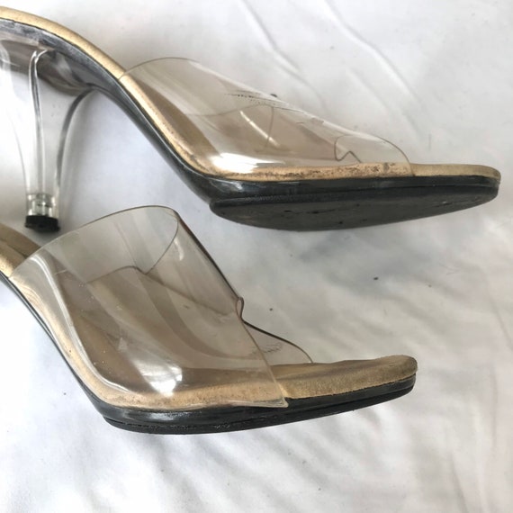 Vintage 50s 60s Clear Cinderella High Heel Mules … - image 10