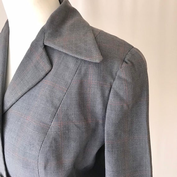 True Vintage 1940s Blazer in Blue Grey Plaid Wool… - image 7