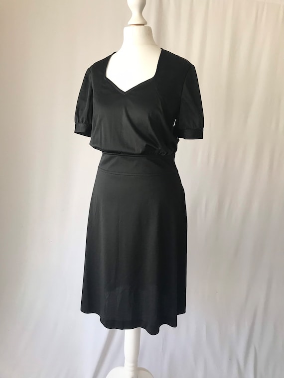 Slinky Vintage 1970s Biba Style Black Midi Dress … - image 10