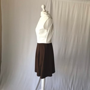 Ultra Mod Vintage 60s Romper White & Brown - Size Medium - Wonderful Neck Detail and Pleated Shorts - Mod Psych 70s