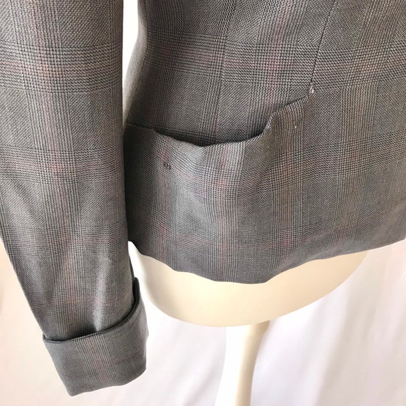 True Vintage 1940s Blazer in Blue Grey Plaid Wool… - image 8