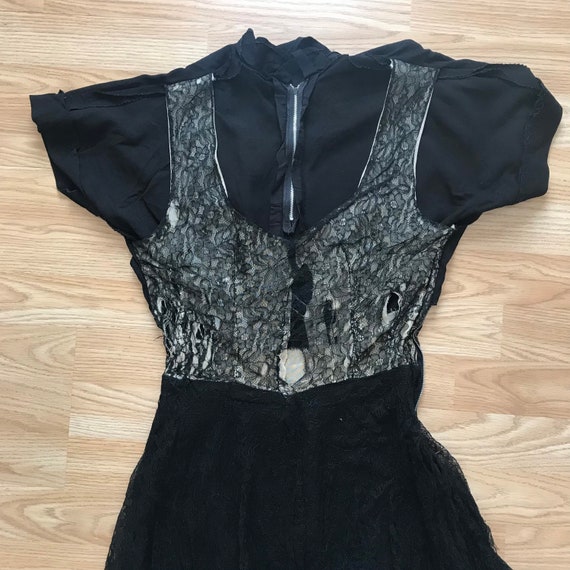 Restoration Project - Vintage 40s Dress Black Mos… - image 8