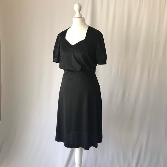 Slinky Vintage 1970s Biba Style Black Midi Dress … - image 3