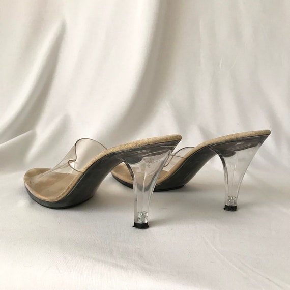 Vintage 50s 60s Clear Cinderella High Heel Mules … - image 2