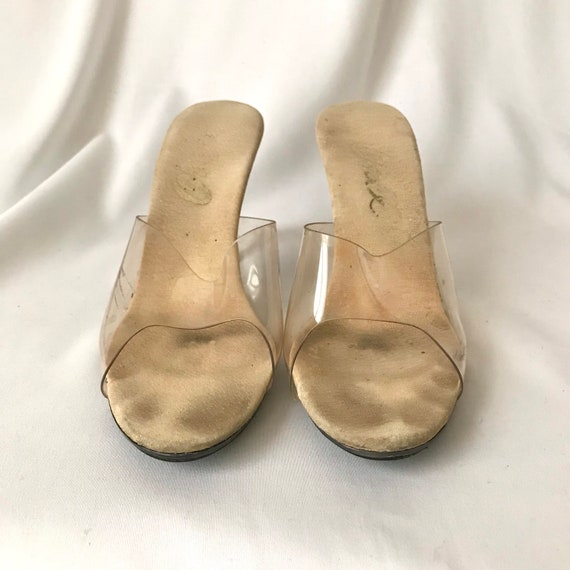 Vintage 50s 60s Clear Cinderella High Heel Mules … - image 8