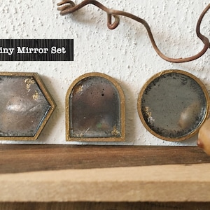 Miniature Mirror Set Oval, Arch and Hexagon Antiqued Framed Mirror