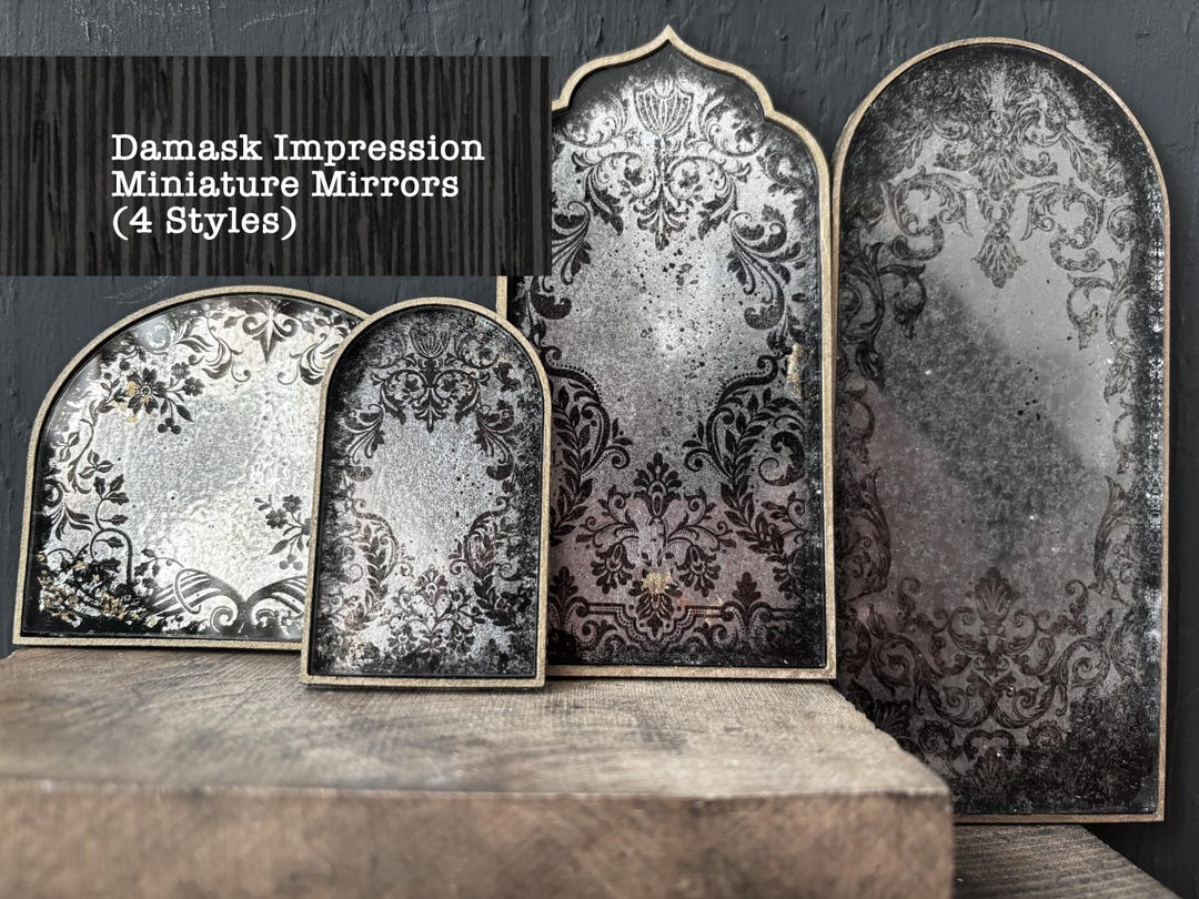 Miniature Dollhouse Antiqued Damask Impression Mirrors - Etsy