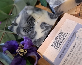 Tea Tree & Lavender | Handmade Soap for Hand and Body | Safety Assessed and Certified 100% Natural Vegan Handmade Soap | Bean and Boy Soap