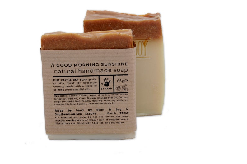 GOOD MORNING SUNSHINE Certified 100% Natural Pure Vegan Handmade Soap Cold Process Bean and Boy Soap Palm-Free image 6