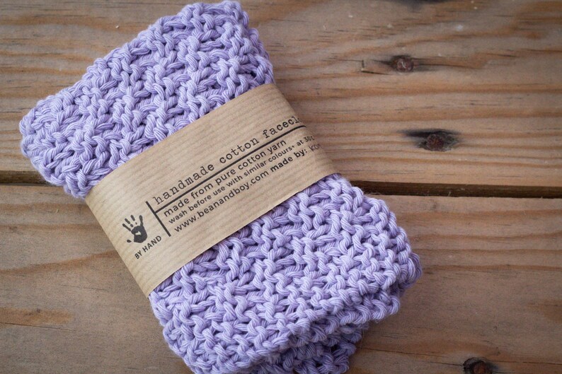 Handmade Knitted Facecloth 100% Pure Cotton for Sensitive Skin Individually handmade Perfect for our natural handmade soap bars image 3