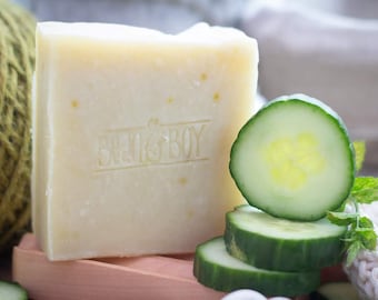 Cucumber + Mint Soap - Certified 100% Natural Pure Vegan Handmade Soap (Cold Process) | Bean and Boy Soap