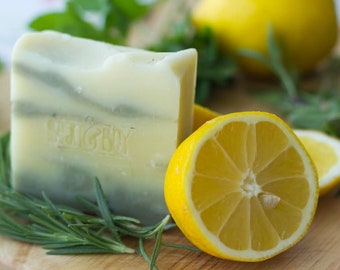 Lemon & Herb Soap | Handmade Soap for Hand and Body | Safety Assessed and Certified 100% Natural Vegan Handmade Soap | Bean and Boy Soap